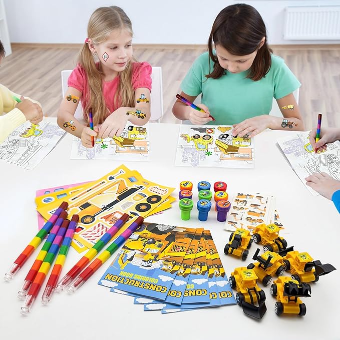 72 Pcs Construction Party Favors Truck Car Coloring Books with