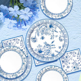 60Pcs Blue White Floral Party Supplies,Blue and White Floral Paper