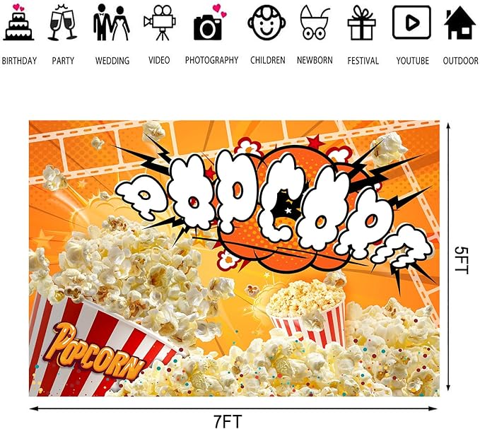 Popcorn Backdrop Movie Night Photography Background Carnival