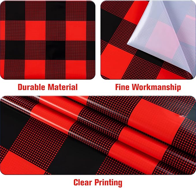 Kesfey 3 Packs Buffalo Check Plaid Table Cloth 54 x 108 Inches Red