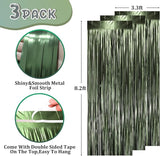 Voircoloria 3 Pack 3.3 x 8.2 ft Matte Green Foil Fringe Backdrop
