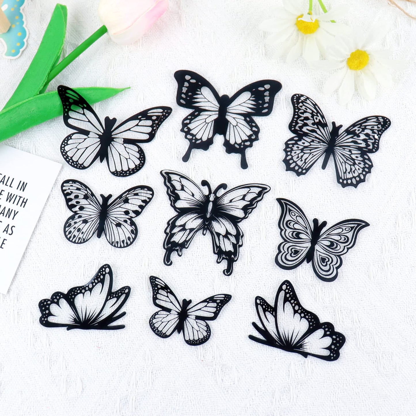 Ercadio 3d 36 Pack Butterfly Cake Toppers Black and White Pvc