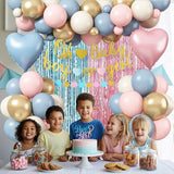 Boy or Girl Gender Reveal Decorations Dusty Pink Blue Sand White