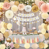 Champagne Gold Fall Boho Birthday Decorations for Women Girls Beige
