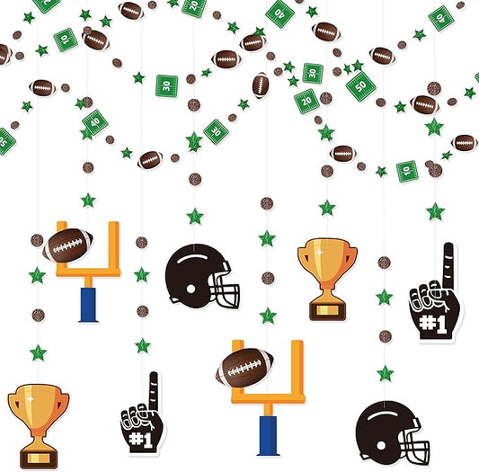 Football Party Decorations Star Circle Dot Football Helmet Goalpost
