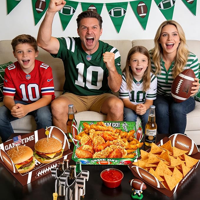 Super Football Party Decorations 2026 50 Pcs Tailgate Snack Plates