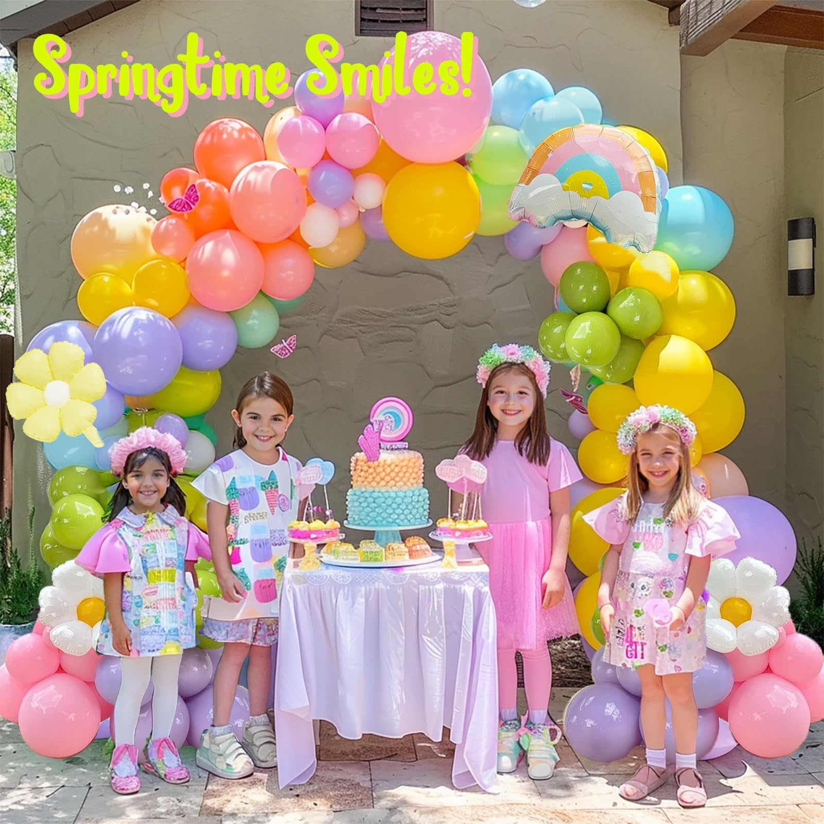 Pastel Daisy balloon arch kit Pastel pink yellow green blue red Purple