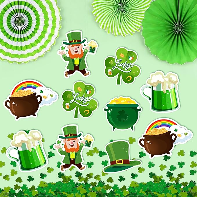 St Patrick's Day Decorations Set with Lucky Banner Shamrock Garland