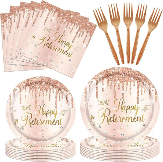 96PCS Retirement Party Decorations Women Rose Gold Retire Party
