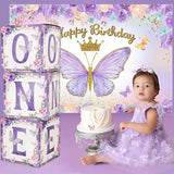 Butterfly First Birthday Decorations for Girl Purple Butterfly
