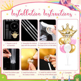 Seematn 2 Set Princess Balloon Stand Kits Pink Gold Crown Balloons