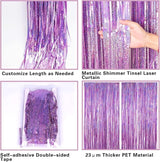 2 Pack 3.2ft x 8.2ft Pink Metallic Tinsel Foil Fringe Curtains