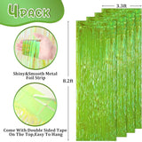 Voircoloria 4 Pack 3.3x8.2 Feet Neon Green Foil Fringe Backdrop
