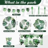 171 Pcs Hawaiian Luau Party Supplies Tropical Palm Leaves Tableware