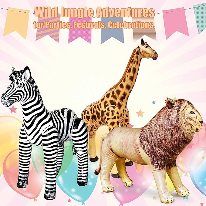 Jet Creations 3 pack Giraffe Zebra Lion safari Great for pool party