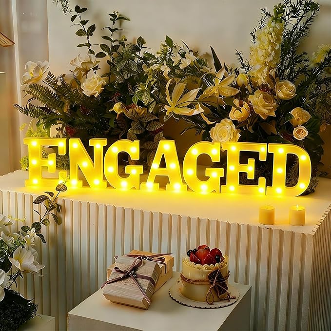 7 Pcs Engagement Party Decorations 6.5 Inch Engaged LED Letter