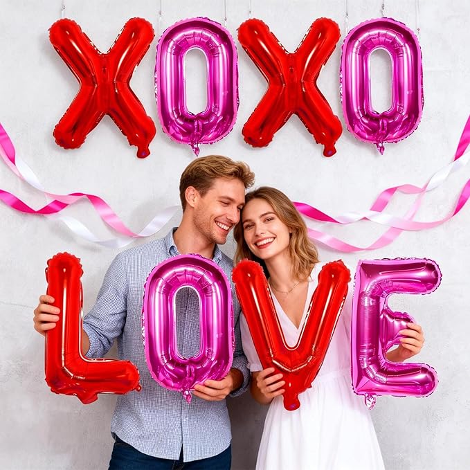 Red Pink XOXO Balloons and Love Balloon 16 Inch Valentines Day Hot