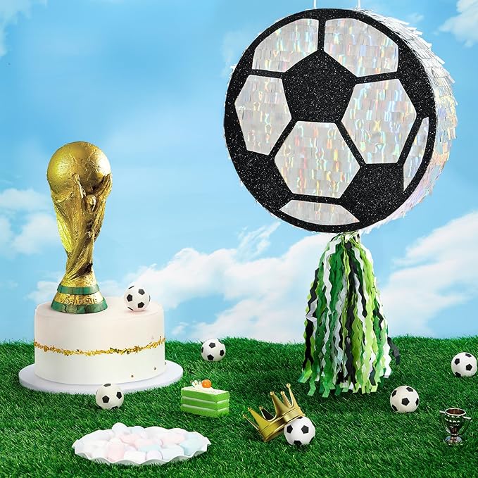 Soccer Ball Piñata Soccer Party decoration Piñata with Blindfold Bat