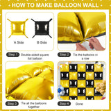Black and Gold Square Foil Balloons 25 Pcs Metallic Black and Gold