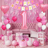 1st Birthday Decorations for Girls Hot Pink Birthday Balloons with