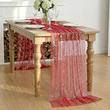 Artoid Mode Red Gold Gauze Table Runner 59x120 Inch 10FT, Glitter