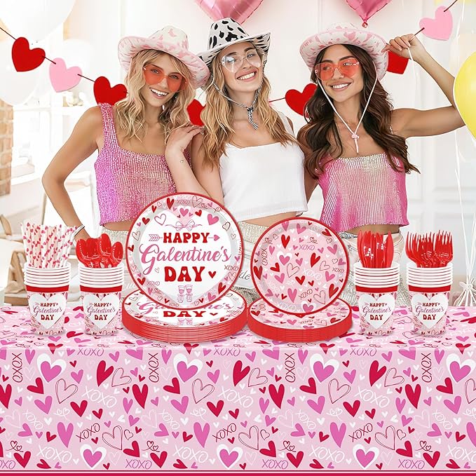 194 Pcs Galentines Day Party Plates Set Happy Galentine's Day