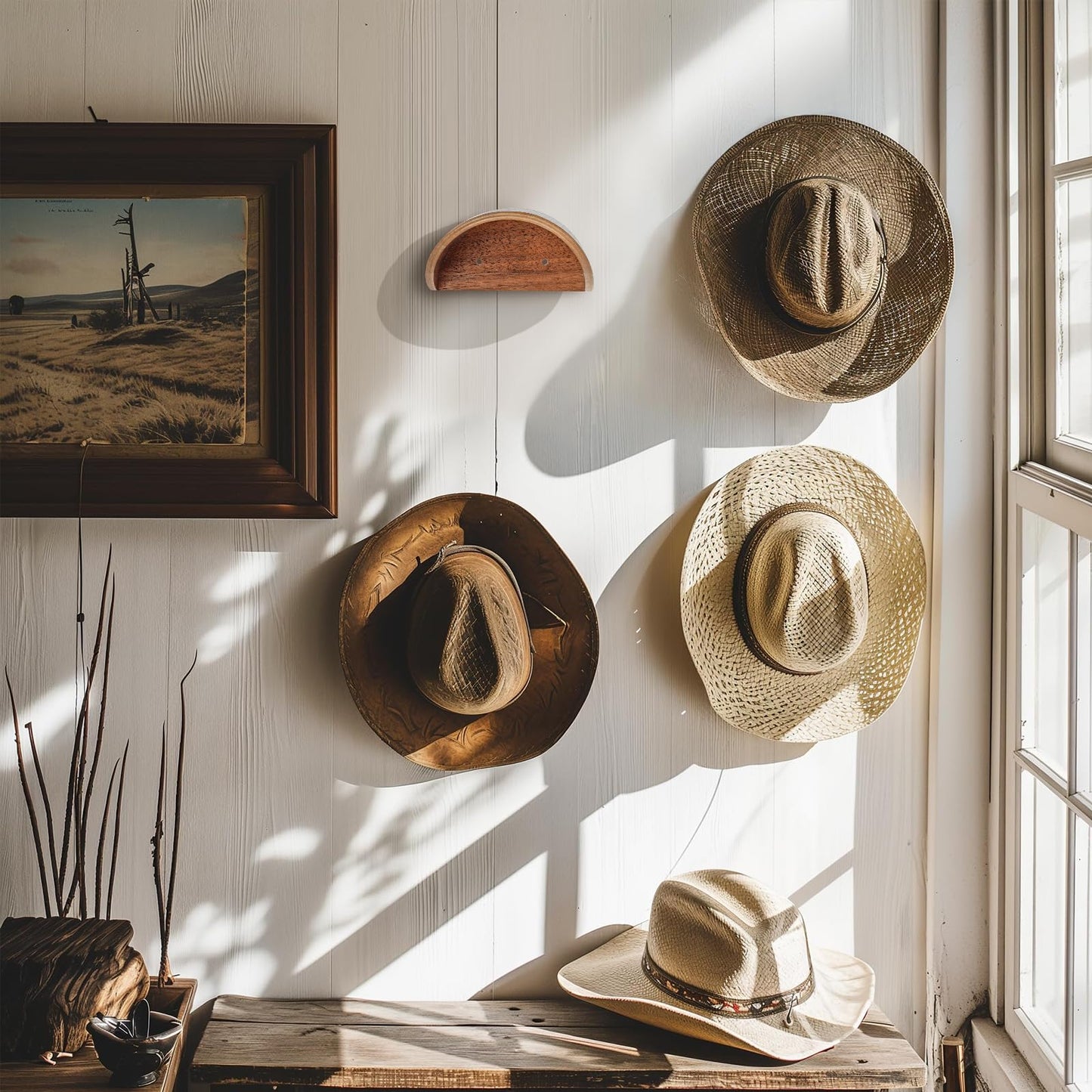 HUANGSTY 2 Pack Cowboy Hat Rack Wall Mount, Non-Damaging Curved