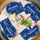 Happy Retirement Party Oval Paper Plates 11inch Blue Silver