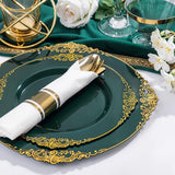 Nervure 175PCS Green Plastic Plates - Disposable Green Gold Party