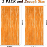 2 Pack Backdrop Curtains, 3.28 FT x 7.05 FT Orange Color Tinsel