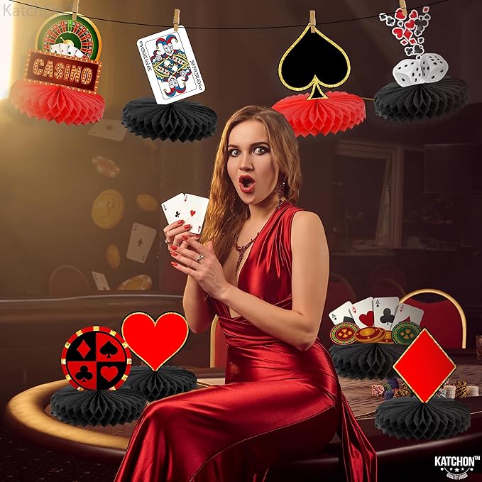 Casino Theme Party Decorations Pack of 12 Clubs and Spades Honeycomb