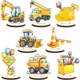 16 Pcs Wooden Construction Party Table Centerpiece Excavator Tractor