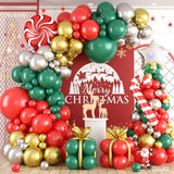 Christmas Balloon Arch Red Green Gold Balloon Garland Metallic