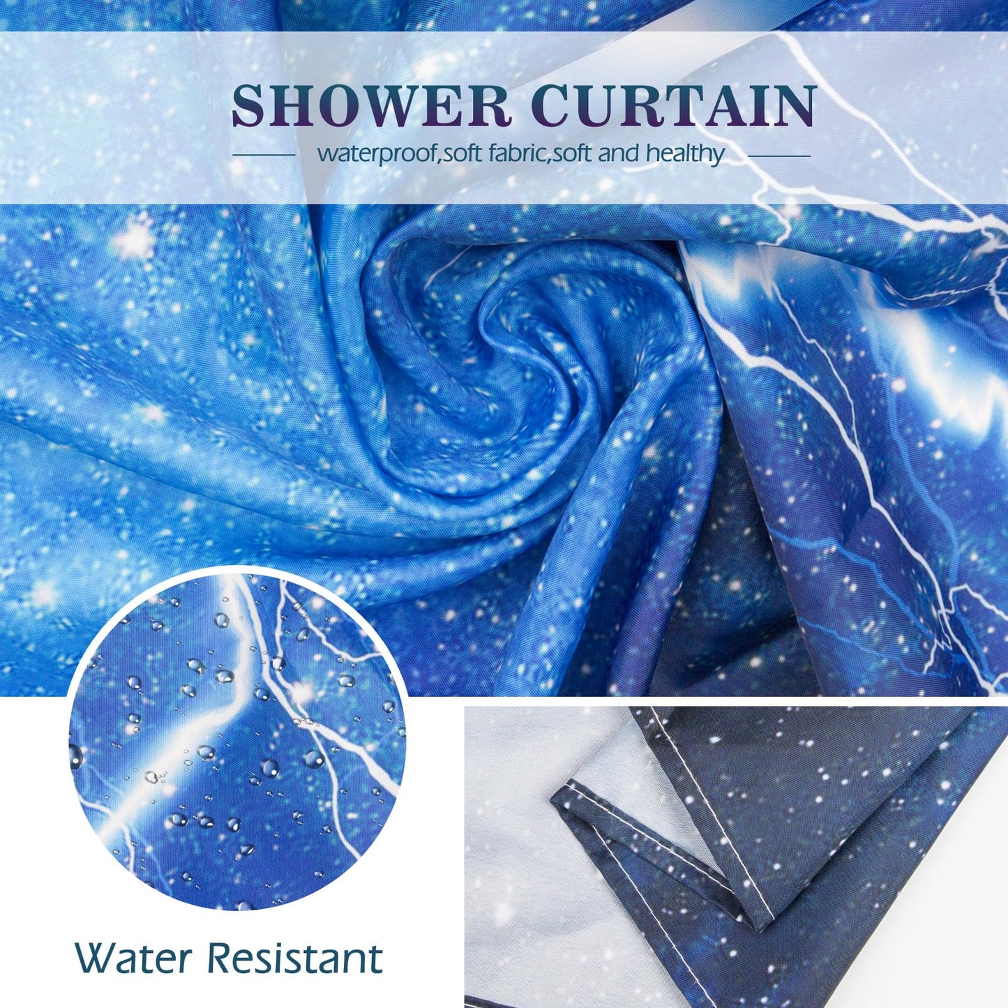 Aimego Extra Long Shower Curtain - Funny Cute Cool Cat on Fantasy