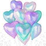 Iridescent Heart Balloons, 12Pcs 18Inch Transparent Crystal Heart