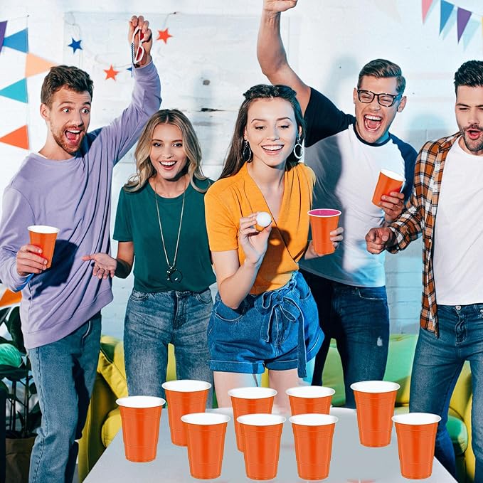 120 pcs Orange plastic cups Halloween plastic Disposable cups 12 oz