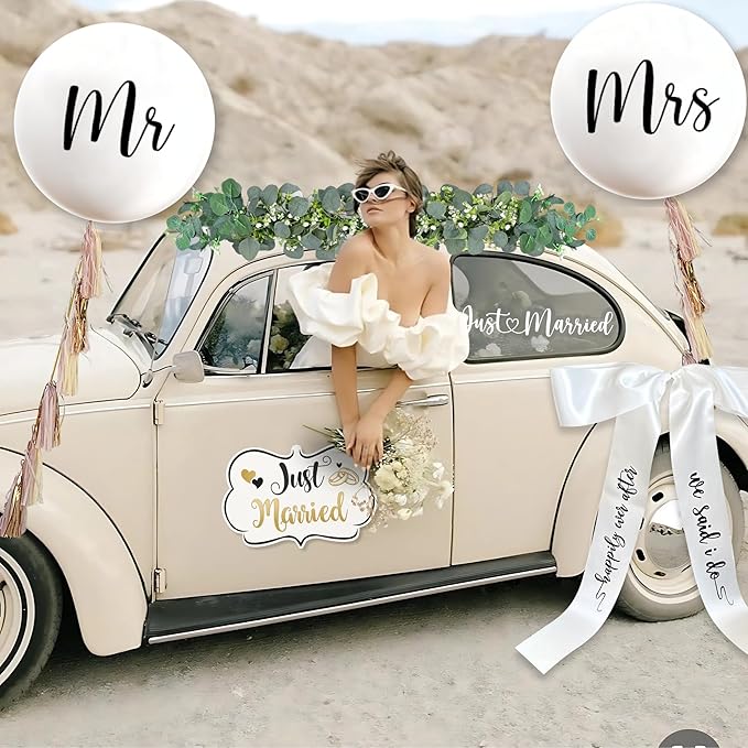 33 Pc Just Married Car Decorations Wedding Reception & Ceremony