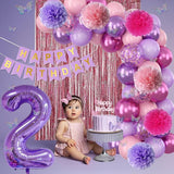 Pink Purple 2nd Birthday Party Decorations for Girls Number 2
