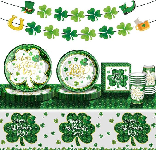 St Patrick's Day Party Supplies Tableware Set Irish Themed Tableware