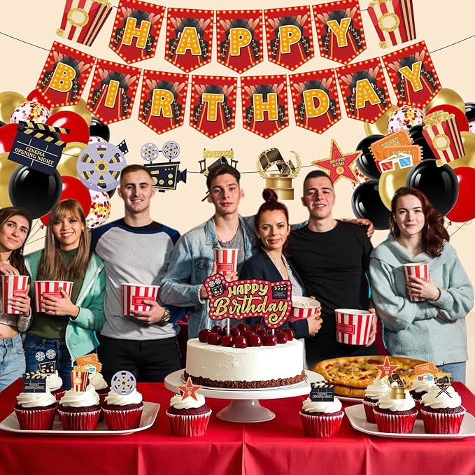 Movie Theme Birthday Party Decoration Happy Birthday Banner Movie