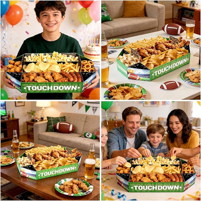Football Party Supplies Kit 3 Pcs Large Football Paper Food Plates