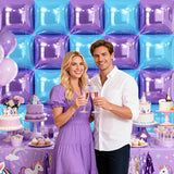 NISOCY 25PCS Light Purple and Blue Square Foil Balloons Wall Backdrop