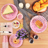 142 Piece Pink and Gold Party Supply Set, Polka Dot Tableware With