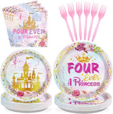 96 Pcs Princess Birthday Party Supplies 350 GSM Four Ever a Princess
