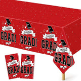 QZYL 2 PCS Graduation Tablecloth, 108" X 54" Red Graduation Table
