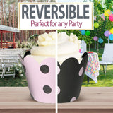 Cupcake Wrappers - Pink & Black Dot Wedding, She Said Yes Bridal, Baby