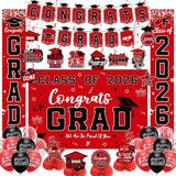 Graduation Decorations 2026 Red Set, Congrats Grad Decor Set with