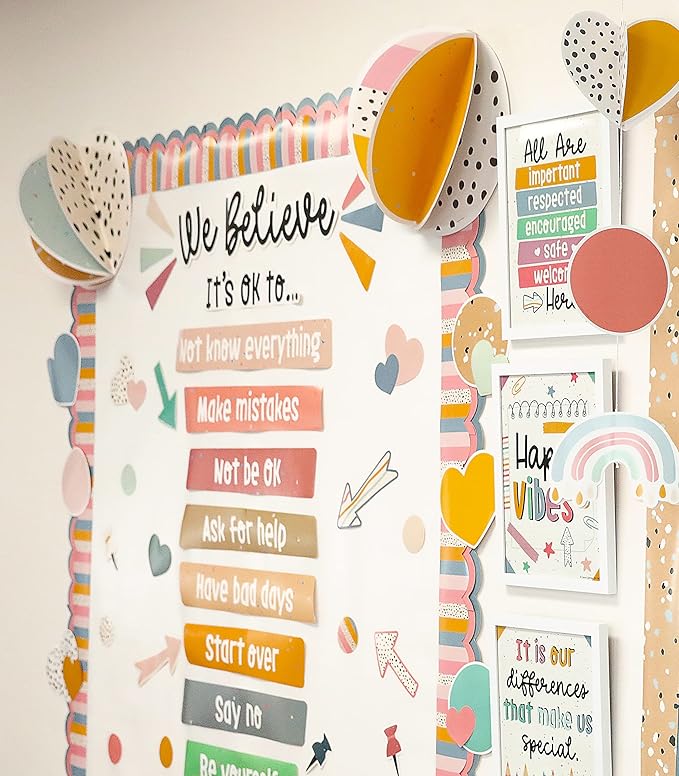 Carson Dellosa We Belong 12-Piece Jumbo Boho Decor, Pastel and Black