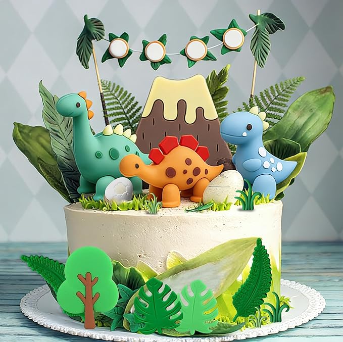 Simpfo 27 PCS Dinosaur Cake Topper Birthday Decorations Set with
