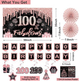 100th Birthday Decorations for Women 32PCS 100th Birthday Party